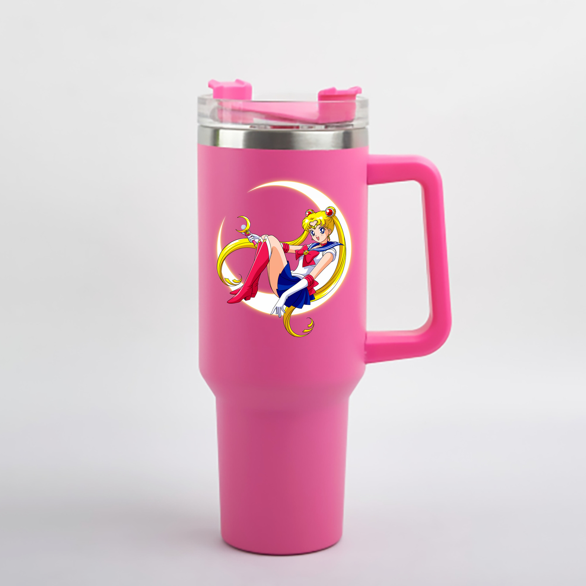 （画像用） 美少女戦士セーラームーン 月野 うさぎ つきの うさぎ Sailor Moon Tsukino Usagi 1200mL車用タンブラー - クリスタルステッカー（プラスチックストロー付き）